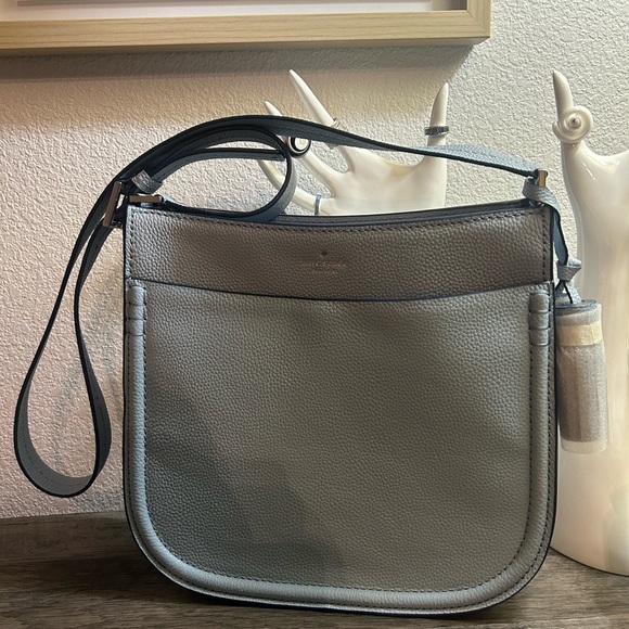 Kate Spade Orchard Street Hemsley blue dawn pebbled leather crossbody w/ tassels - Picture 14 of 14